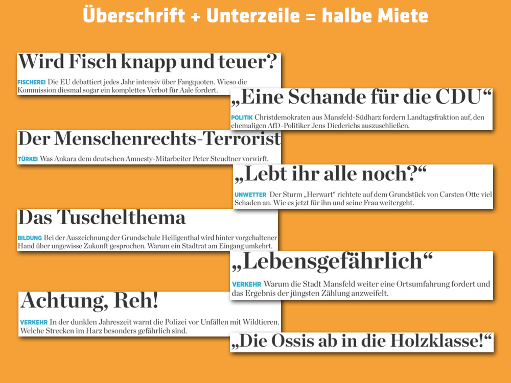 Gute Überschriften und Unterzeilen der MZ